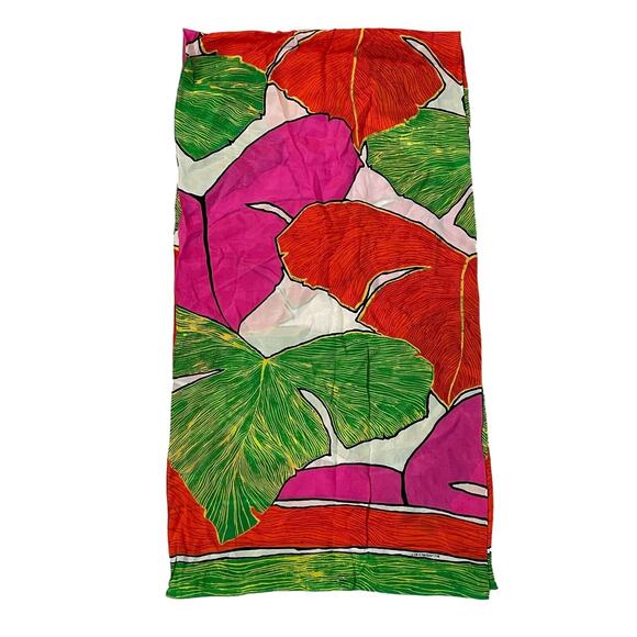 Vintage Liz Claiborne Scarf Wrap 80s Colorful Tropical Palms Green Pink Signed - Picture 3 of 5